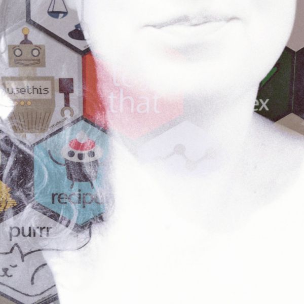Profile photo of the author with images of R package stickers superimposed.